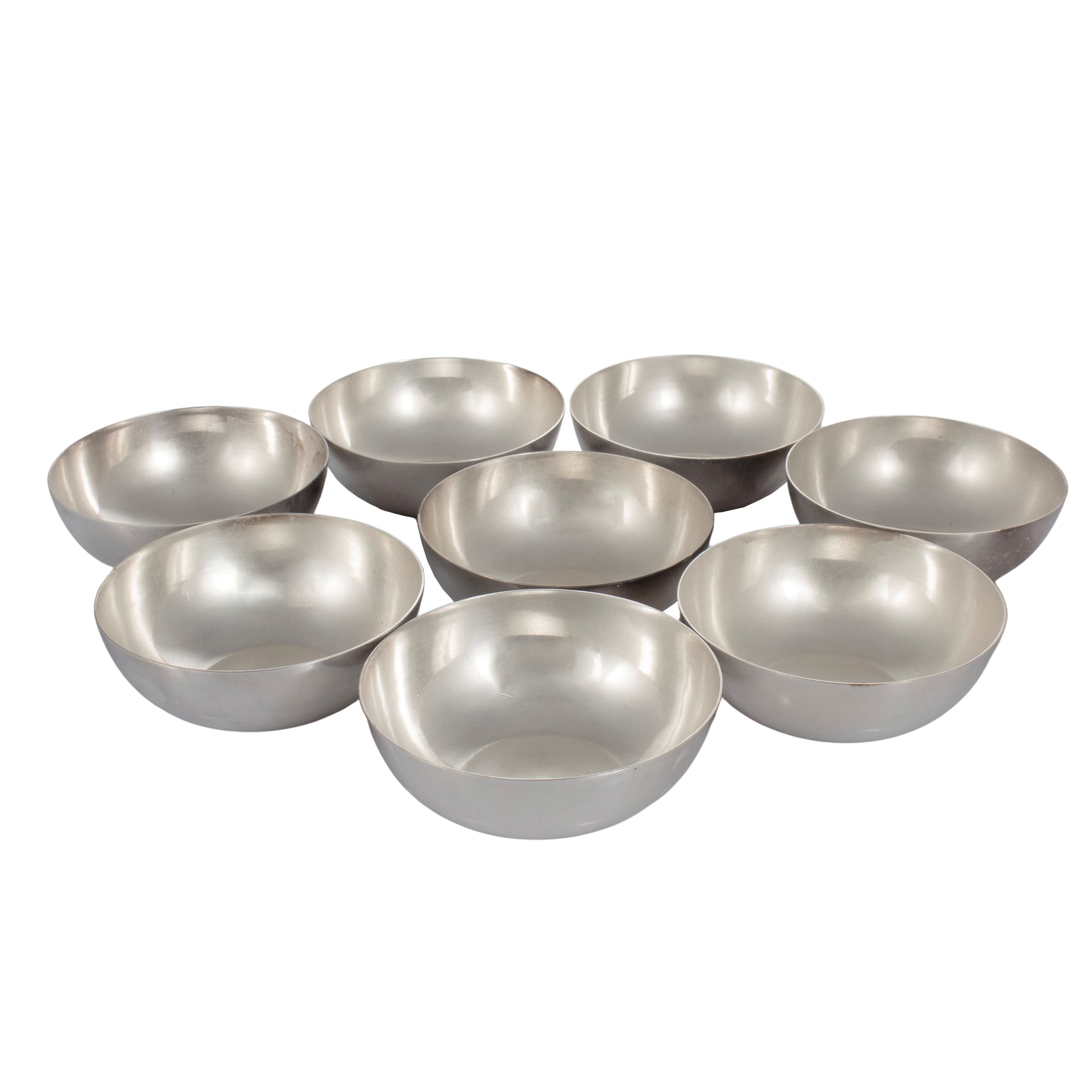 Set di Otto Coppette in Metallo Argento