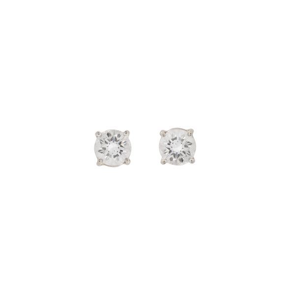 18kt white gold lobe earrings with two natural diamonds