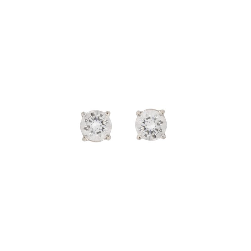 Orecchini a lobo in oro bianco 18 kt con diamanti naturali, ct 0,50