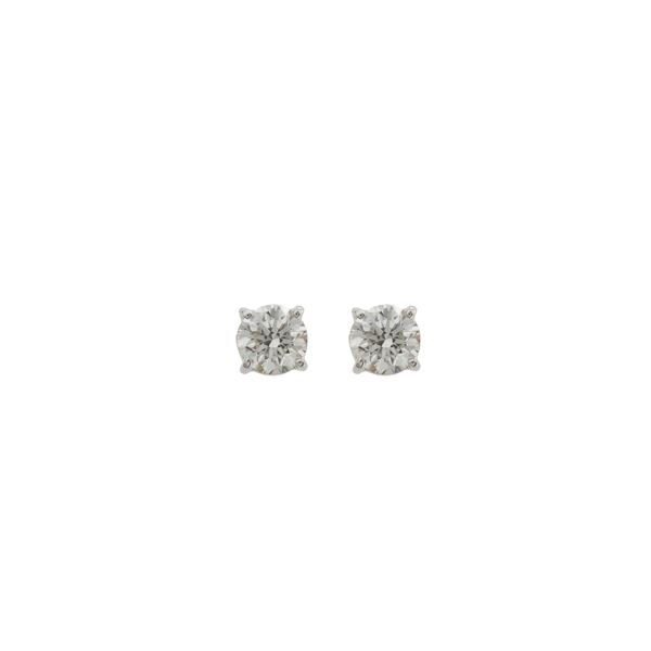 Orecchini a lobo in oro bianco 18kt con due diamanti naturali