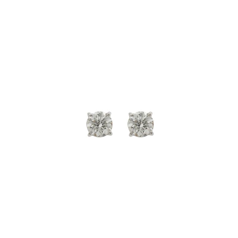 Orecchini a lobo in oro bianco 18kt con due diamanti naturali