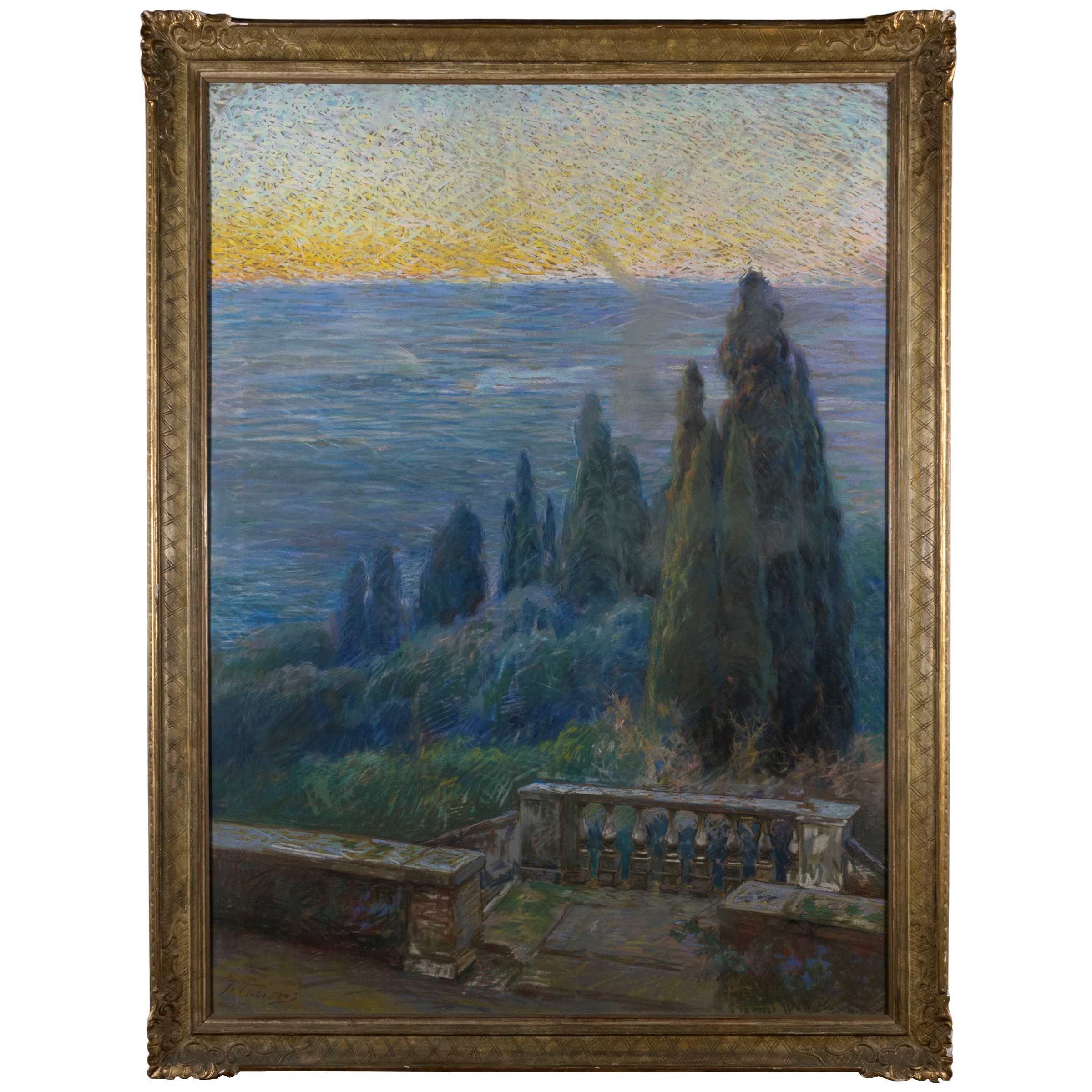 Gino Piccioni - Villa d'Este - ultime luci, pastelli su carta intelata