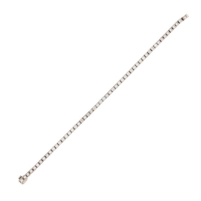 Bracciale tennis, oro bianco 18kt con diamanti brillanti ct 2,50