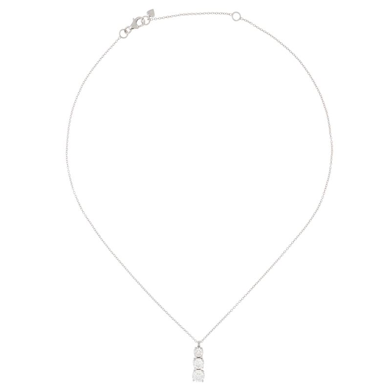 Pendente Trilogy, oro bianco 18kt, tre diamanti naturali (ct 1,50) con certificato gemmologico