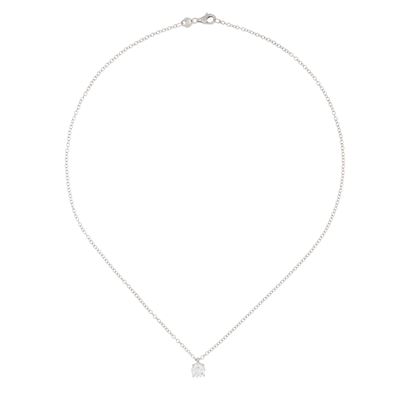 Pendente in oro bianco, diamante naturale taglio brillante ct 1, collana 18kt
