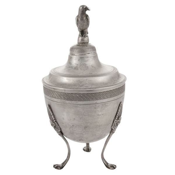 Silver sugar bowl with lid