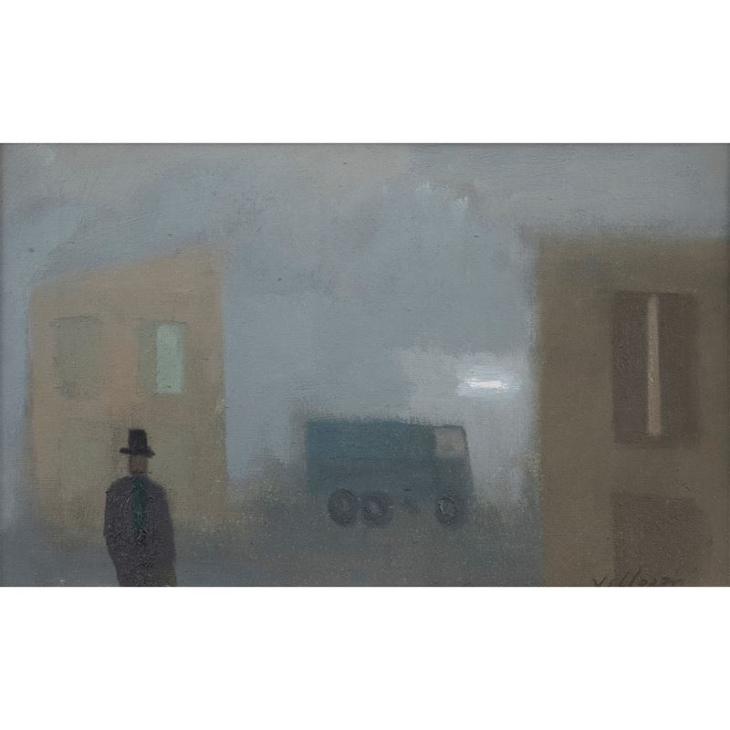 Franco Villoresi - Passante nella città, olio su tela