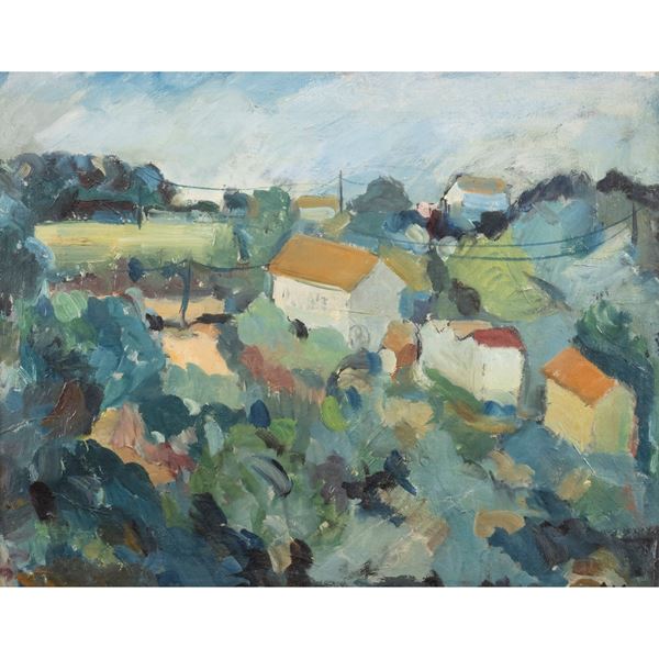Sante Monachesi - "Paesaggio con case"