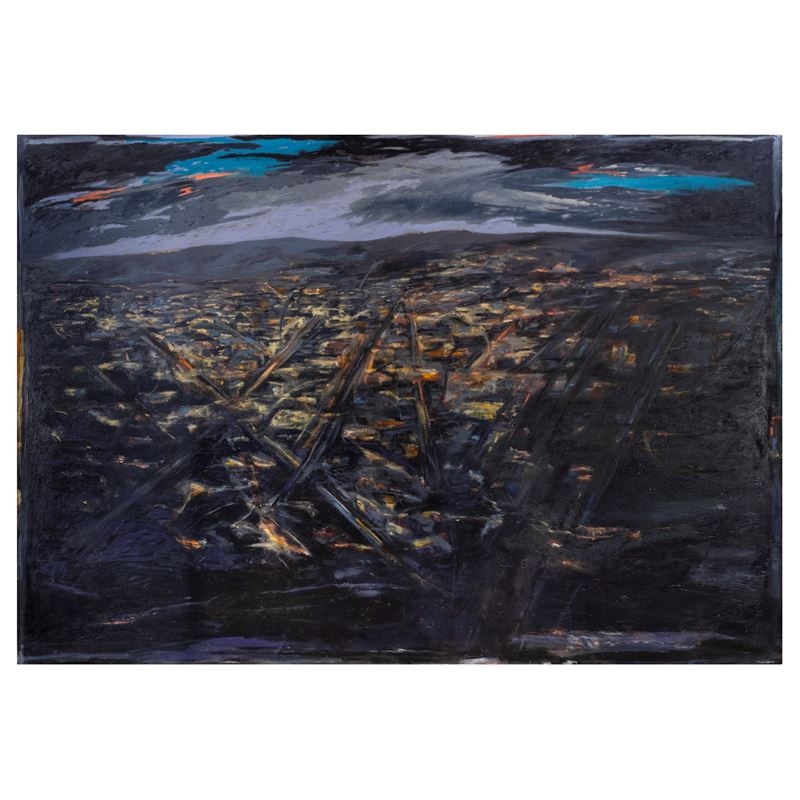 Mario Sasso - La Stazione, olio su tela, 200x280 cm, 1985