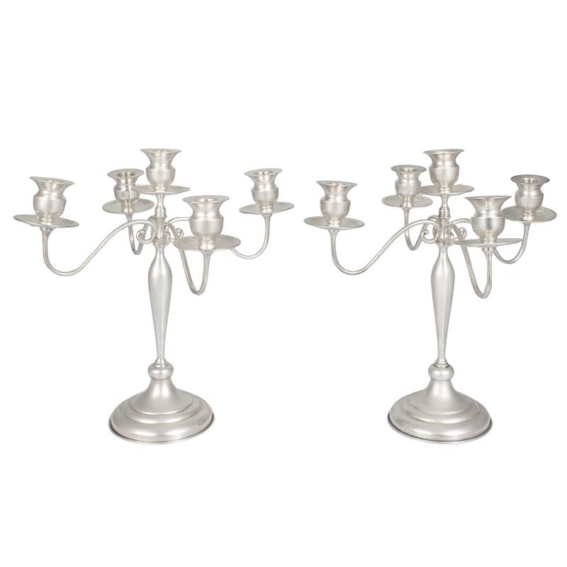 Coppia di Candelabri in Argento a Cinque Luci