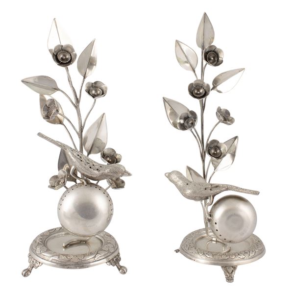 Pair of silver toothpick holder
