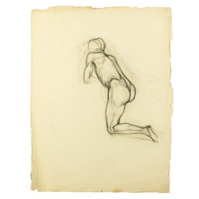 Anonimo, Studio per nudo, carboncino su carta