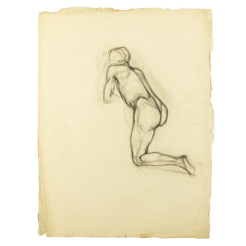 Anonimo, Studio per nudo, carboncino su carta