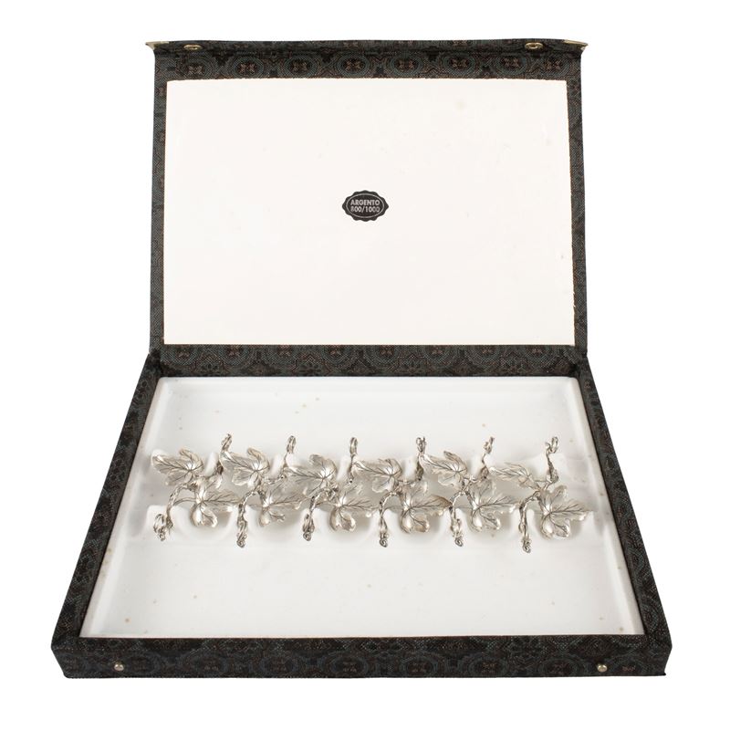 Set di Dodici Segnaposto in Argento