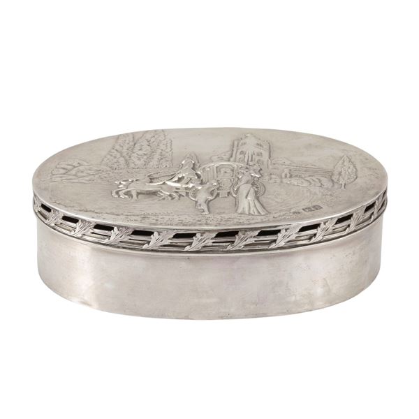 Oval silver box