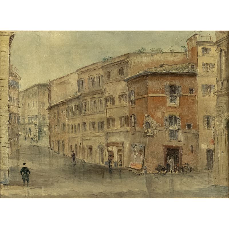 Anonimo, Scorcio di Roma, olio su tela
