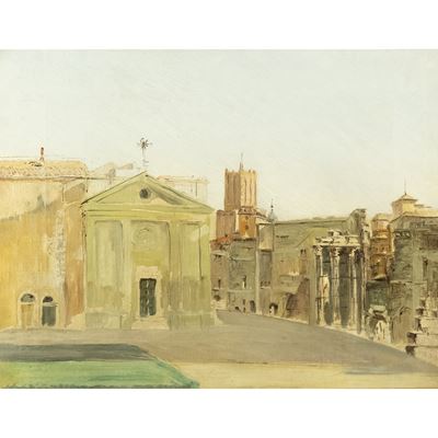 Anonimo, Scorcio di Roma, olio su tela
