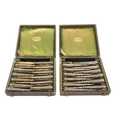 Christofle, Set da Crostacei in Argento e Metallo Dorato (24)