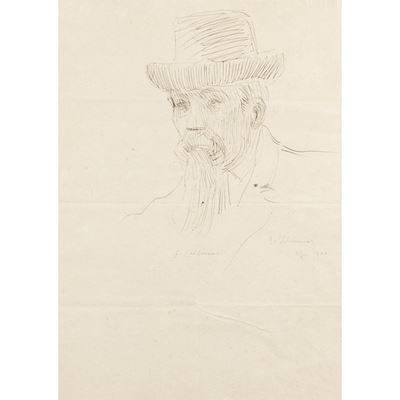 Ettore Ximenes, Ritratto di Giacomo Calderini, 1904, china su carta