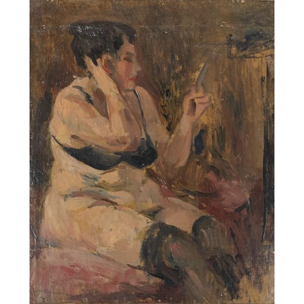 Amleto De Santis - "Nudo di donna con specchio"