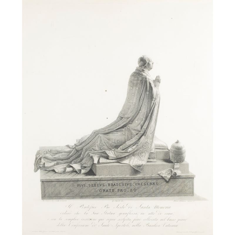 Antonio Canova, Pio IV orante, acquaforte di Giovanni Tognoli
