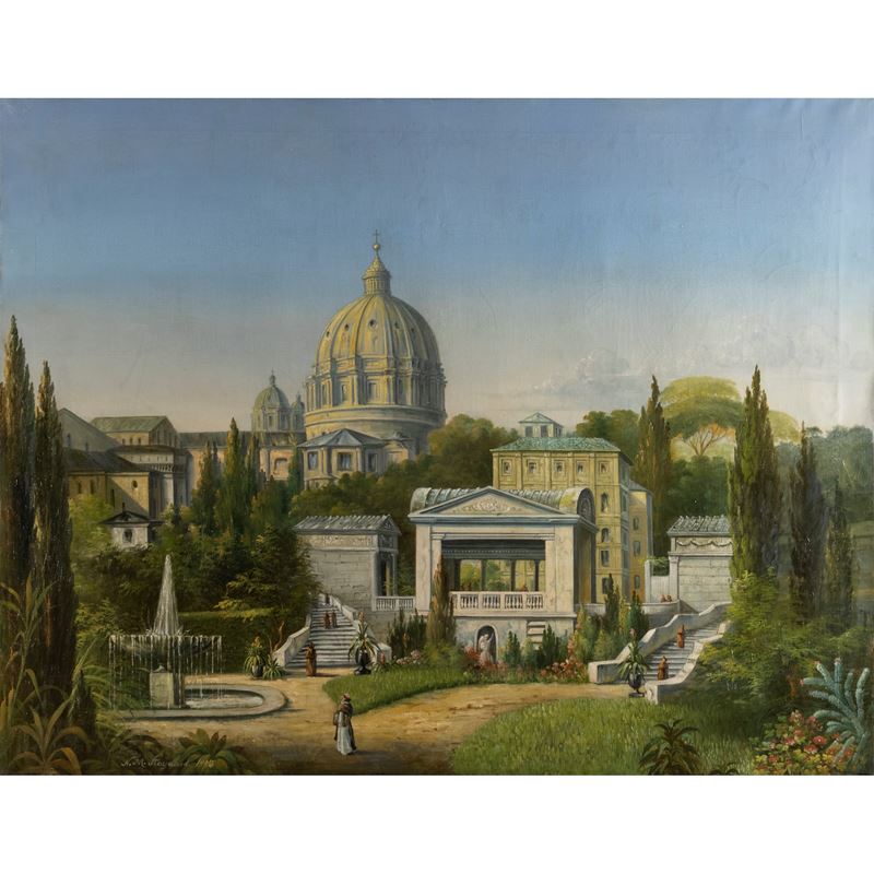 N. M. Aagaard, Giardini del Vaticano, olio su tela