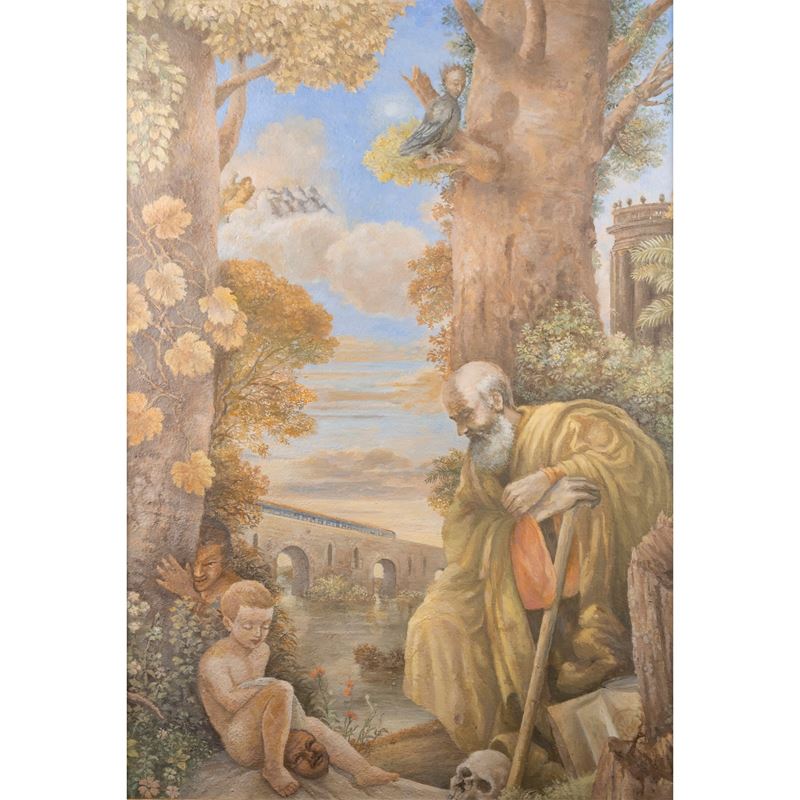 Franco Piruca - L'Oracolo, olio su tela, 100x70 cm, 1985