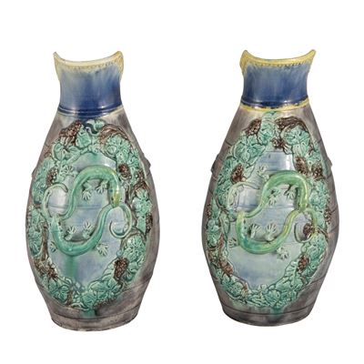 Coppia di Caraffe in Maiolica Smaltata
