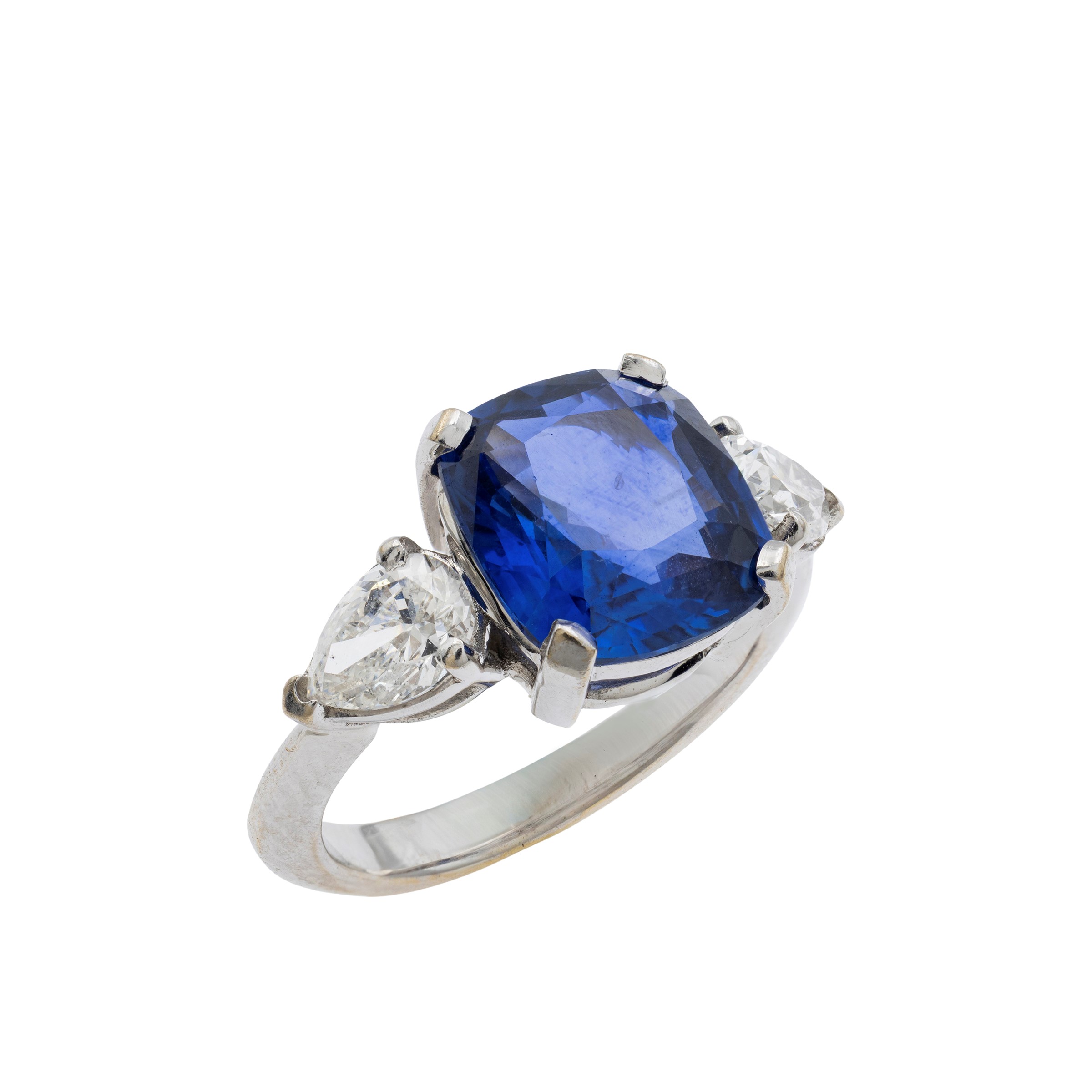 Anello in oro bianco 18kt zaffiro naturale Ceylon