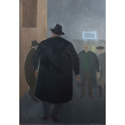 Uomo di spalle, olio su tela