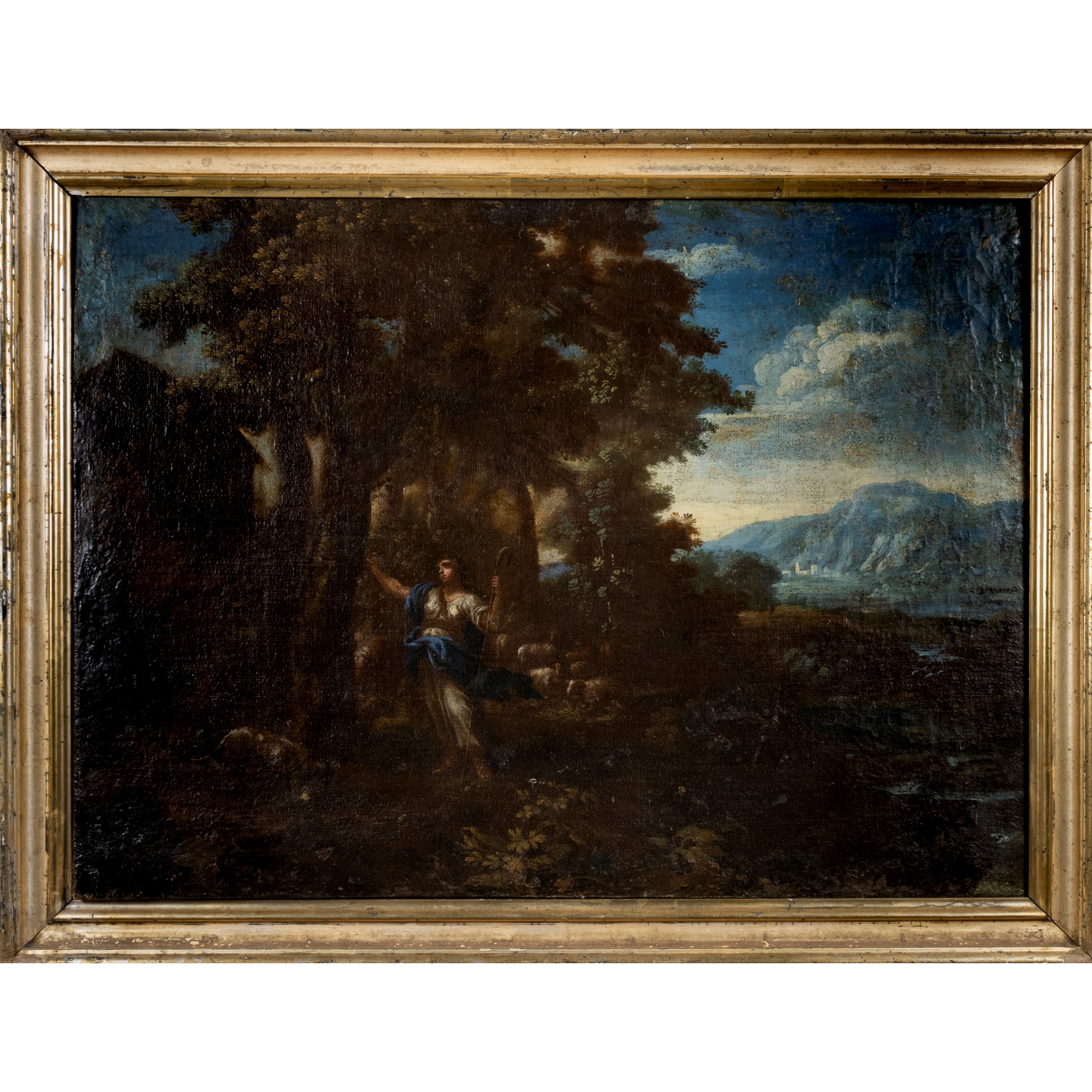 Pittore attivo a Roma, Erminia incide sull'albero il nome di Tancredi, olio su tela