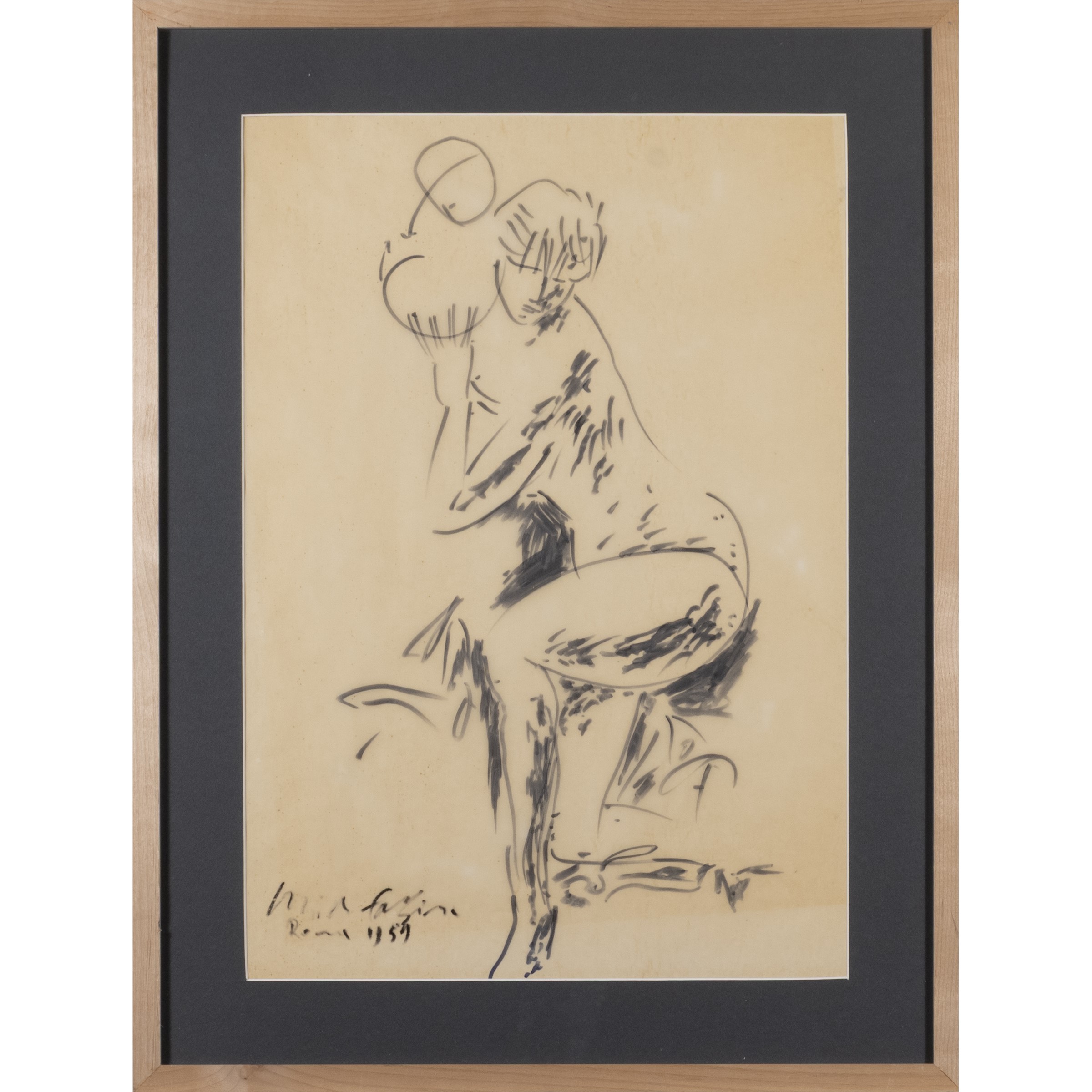 Pericle Fazzini - Nudo di donna, pennarelli su carta da lucido