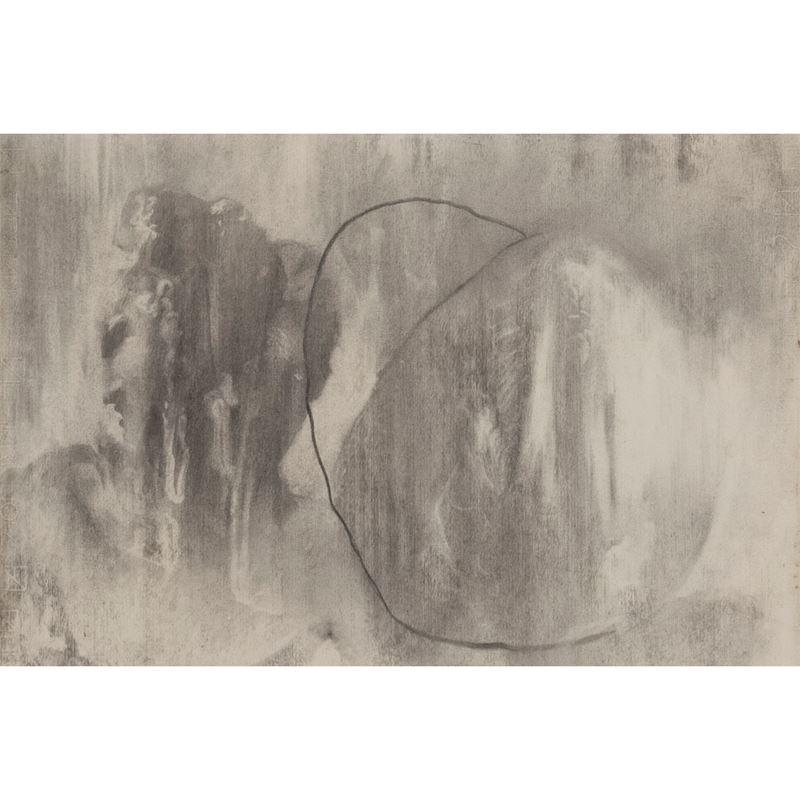 Omar Galliani - Senza titolo (carboncino su carta entro cornice)