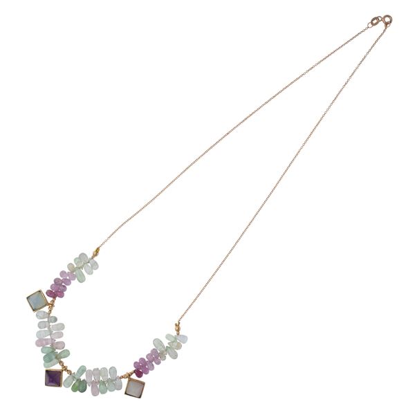 Collana in oro rosa 18kt tormaline e calcedonio