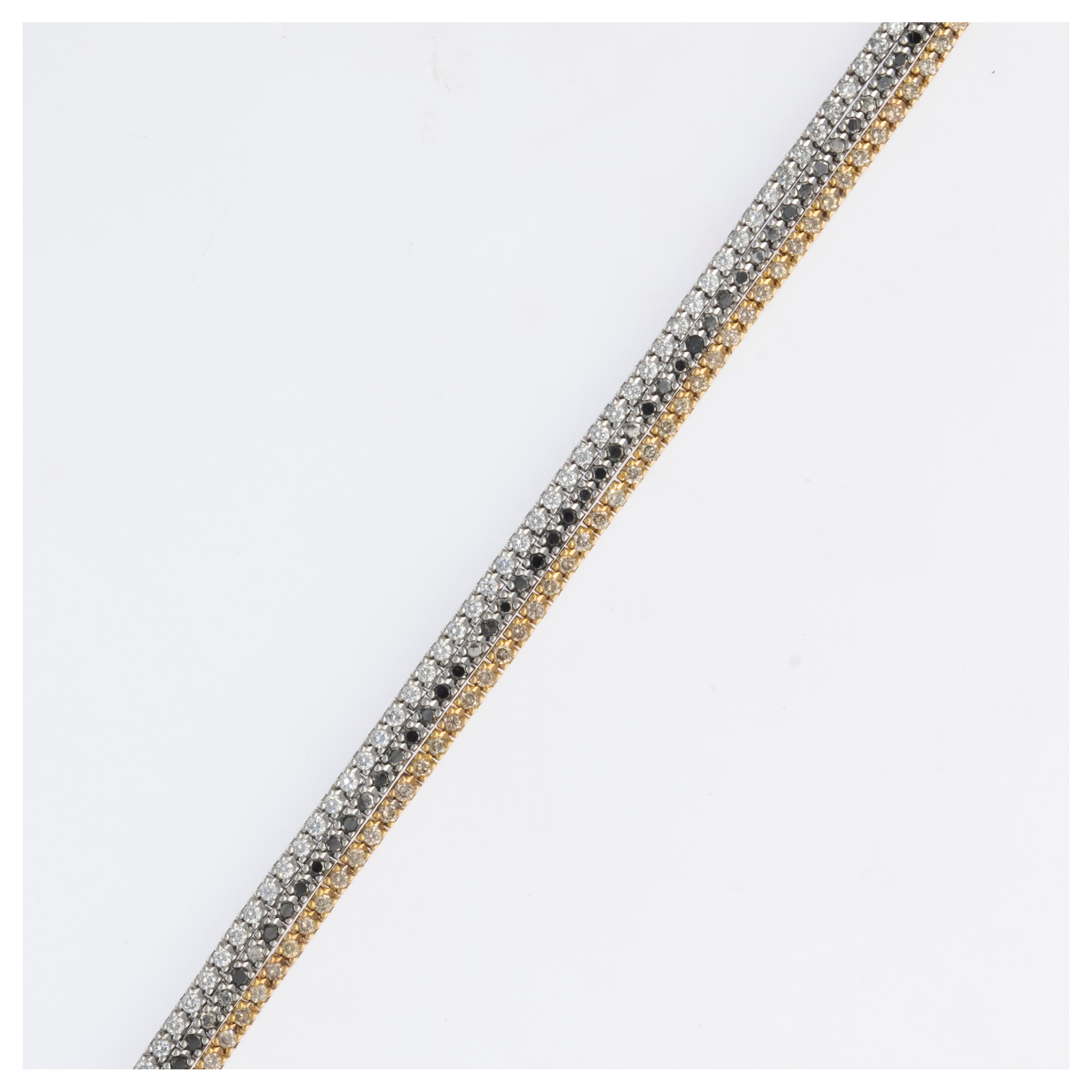 Bracciale tre tennis in oro a due colori 18kt e diamanti