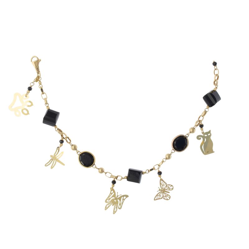 Bracciale in oro giallo 18kt e onice nero