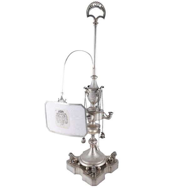 Large silver oil lamp