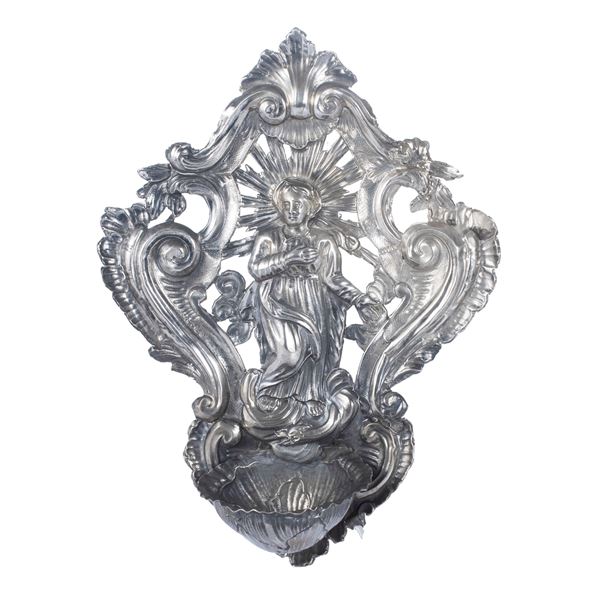 Silver holy water stoup