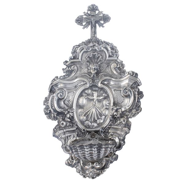 Silver holy water stoup
