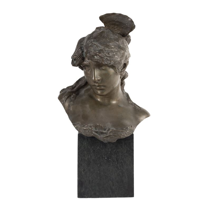Davide Calandra, Giovane popolana, busto in bronzo su base in marmo