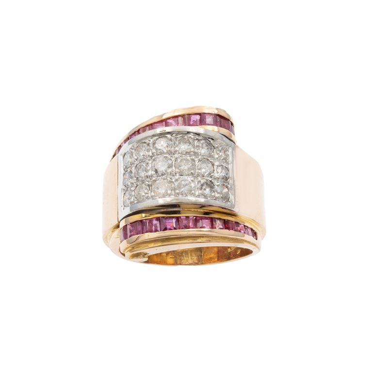 Anello a ponte in oro rosa 18kt