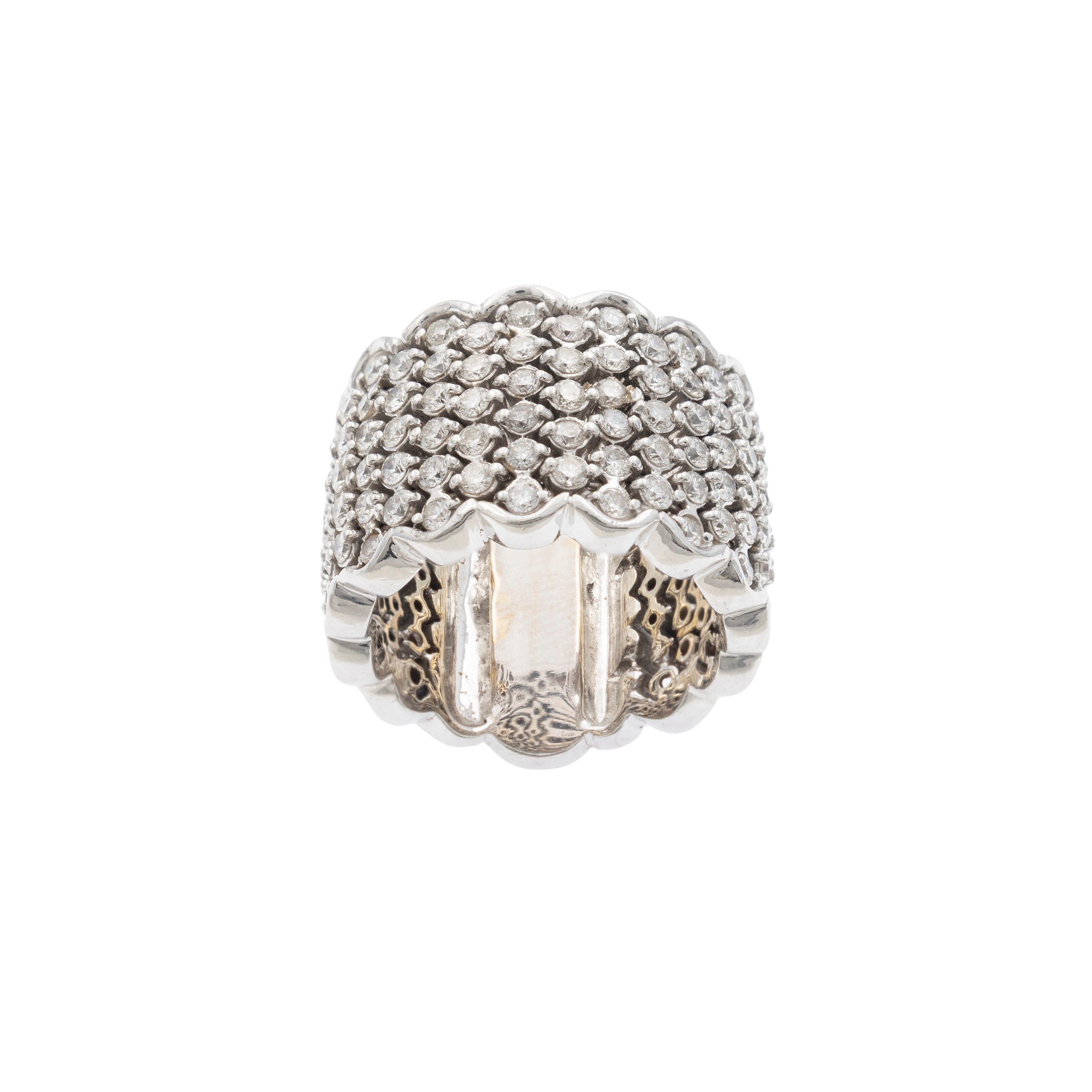 Anello a fascia in oro bianco 18kt e diamanti