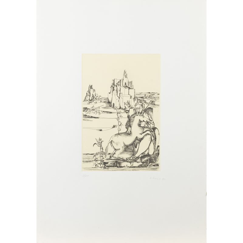 E. Rizzo, Dama con unicorno, acquaforte, es. 17/50