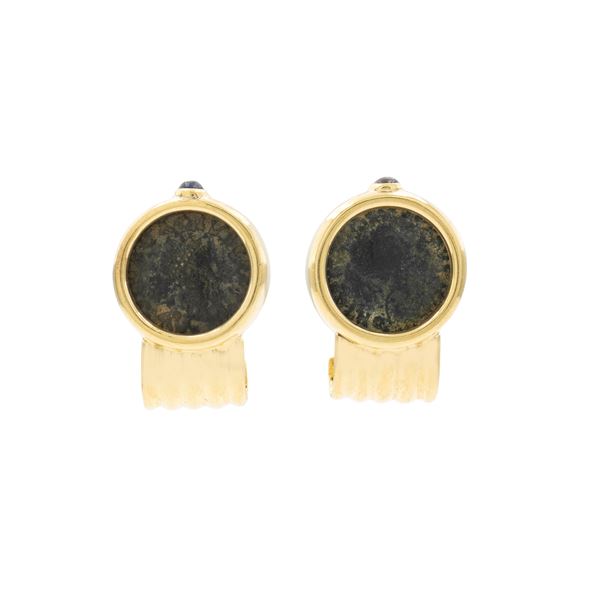 Orecchini a lobo in oro giallo 18kt con monete