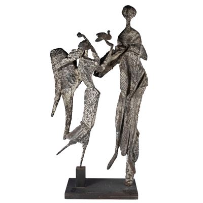 Annunciazione, scultura in bronzo patinato