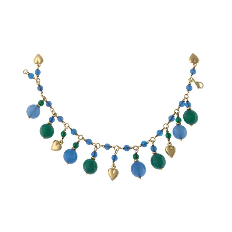 Bracciale in oro giallo 18kt con pendenti a cuore