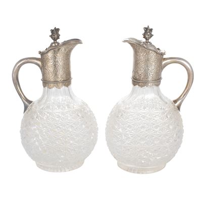 Coppia di Decanter in Cristallo e Argento