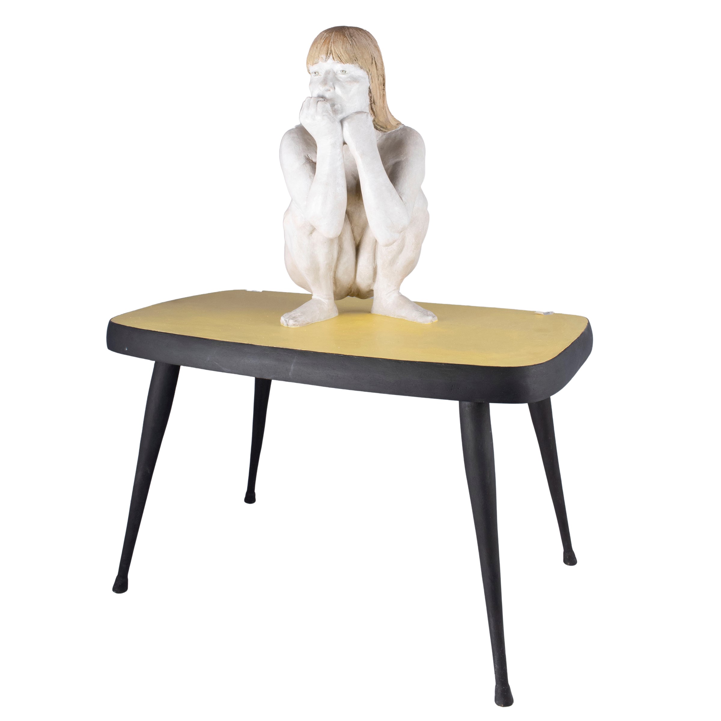 Giuseppe Bergomi - Alma nuda su un tavolo da cucina, bronzo policromo