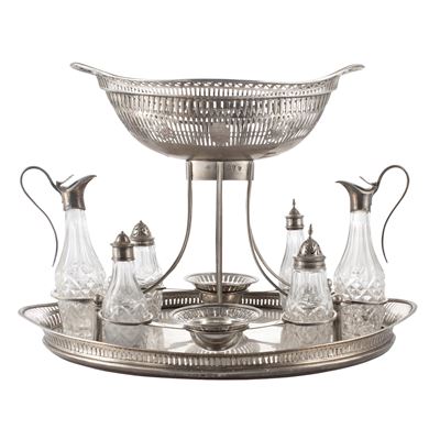 Epergne in Argento e Cristallo
