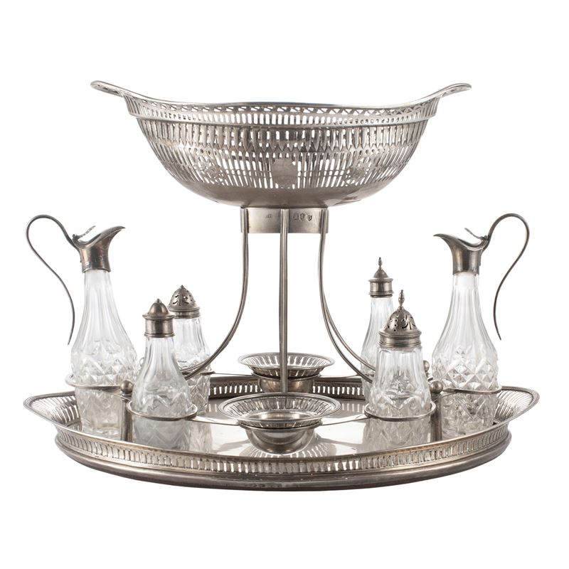 Epergne in Argento e Cristallo